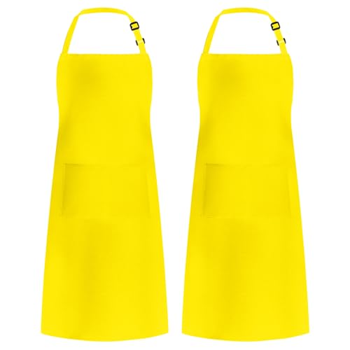 Syntus Adjustable Bib Apron with 2 Pockets Cooking Kitchen Aprons for Women Men Chef