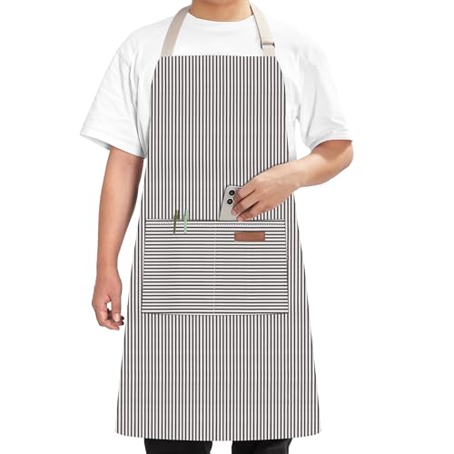 Syntus Adjustable Bib Apron with 2 Pockets Cooking Kitchen Aprons for Women Men Chef