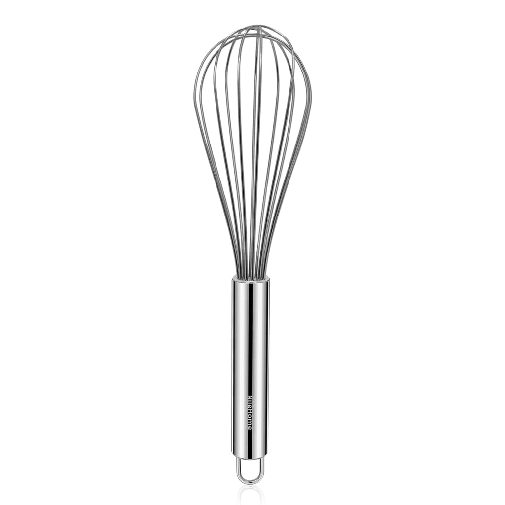 NileHome Stainless Steel Whisk Set 8" 10" 12" Kitchen Whisk Balloon Whisk Kitchen Wisk Wire Whisks for Cooking, Whisking, Blending, Beating, Stirring-3 Pack…