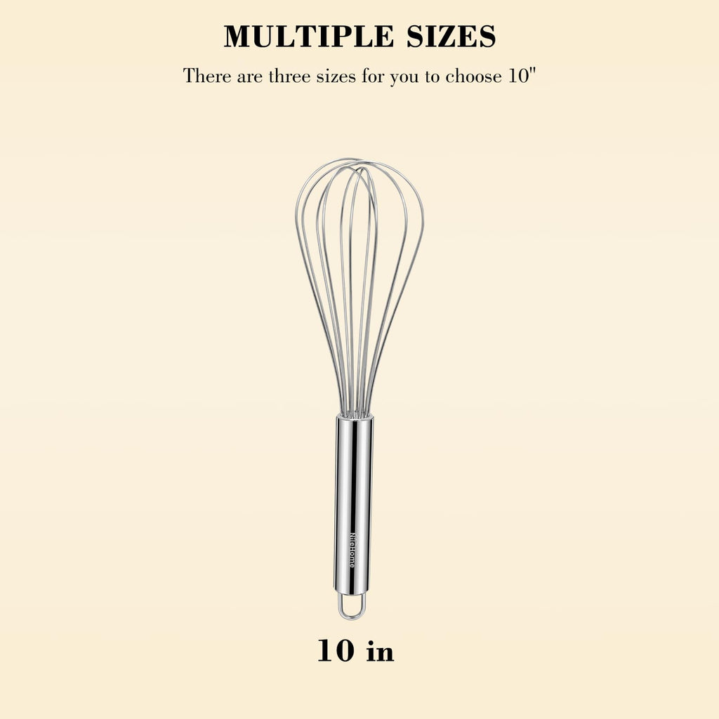 NileHome Stainless Steel Whisk Set 8" 10" 12" Kitchen Whisk Balloon Whisk Kitchen Wisk Wire Whisks for Cooking, Whisking, Blending, Beating, Stirring-3 Pack…