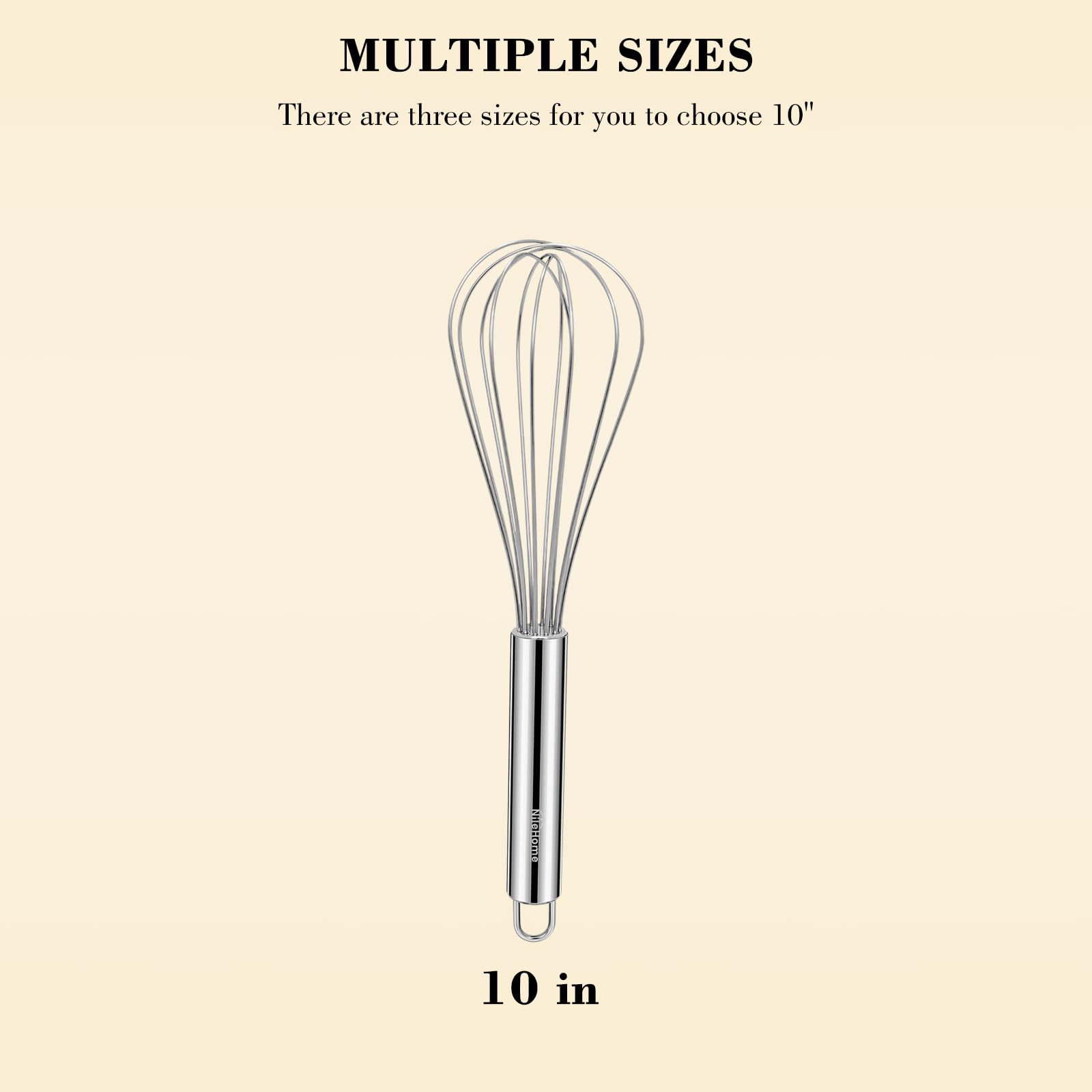 NileHome Stainless Steel Whisk Set 8" 10" 12" Kitchen Whisk Balloon Whisk Kitchen Wisk Wire Whisks for Cooking, Whisking, Blending, Beating, Stirring-3 Pack…