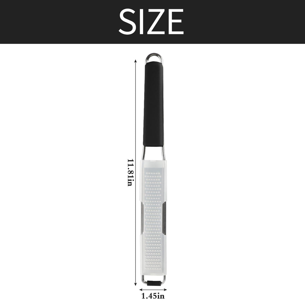 Cambom Lemon Zester Grater Three-piece Suit - Heavy Duty Kitchen Tool for Parmesan Cheese, Ginger, Garlic, Nutmeg, Chocolate, Vegetables，Fruits，Stainless Steel Grater Dishwasher Safe Black