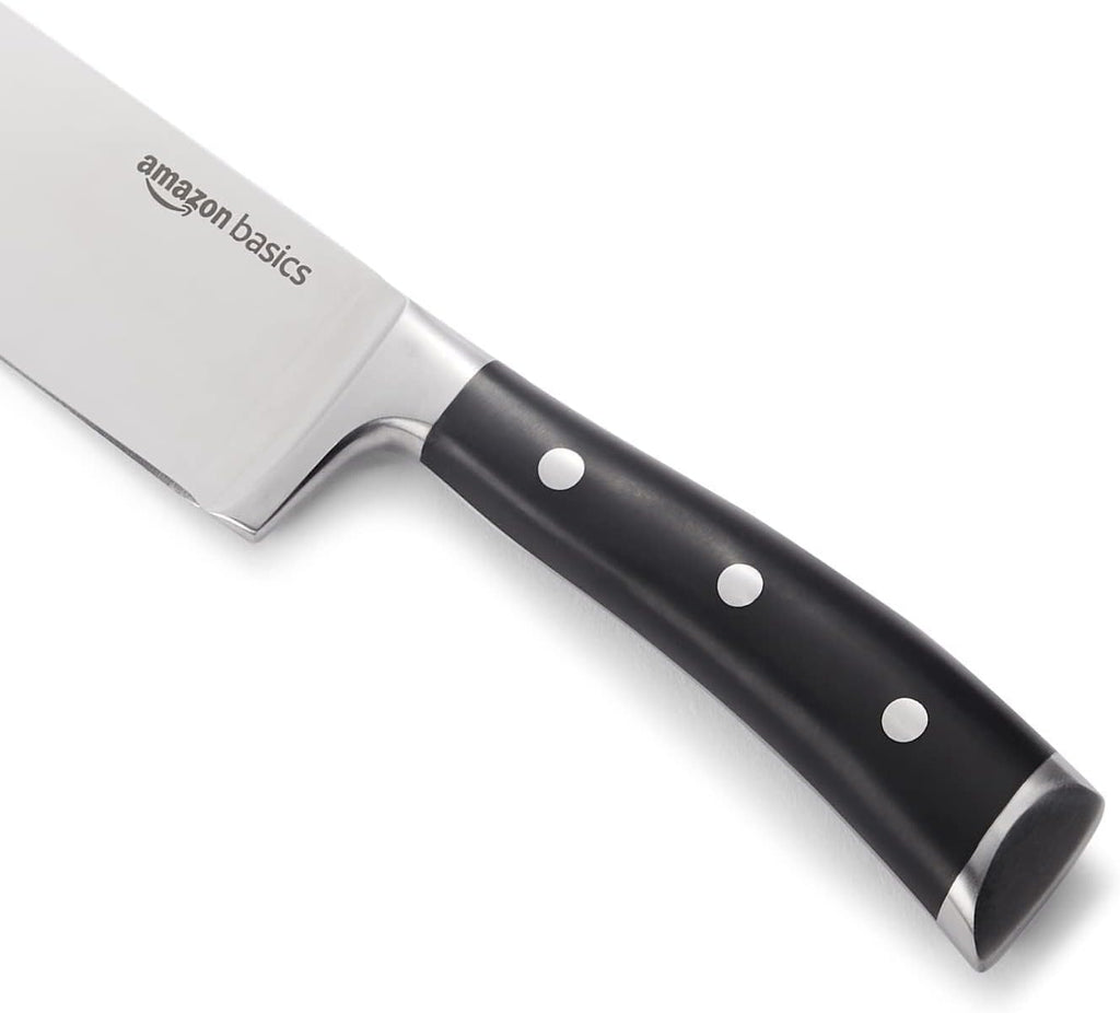 Classic 8-inch Full Tang High Carbon Stainless Steel Chef's Knife, Multipurpose Kitchen Knife with Three Rivets, Silver