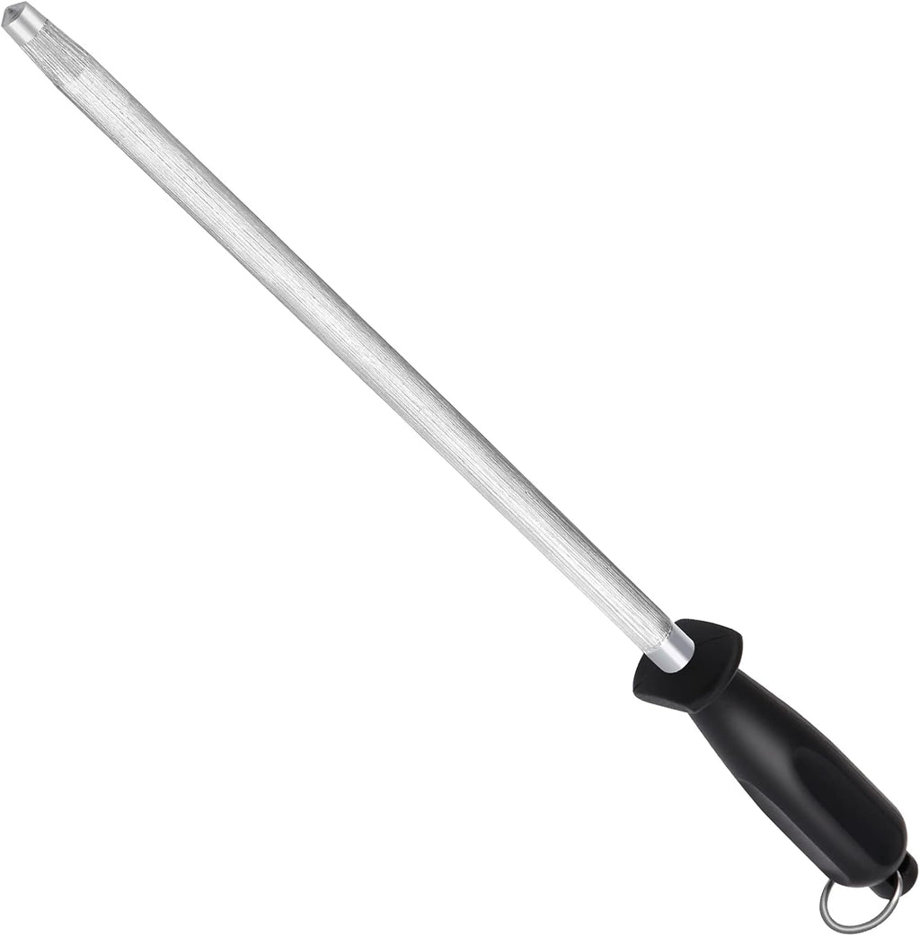 Honing Steel Knife Sharpening Rod 12 inches, Premium Carbon Steel Knife Sharpener Stick, Easy to Use Honer for Knives and Rod Sharpeners - Daily Maintenance