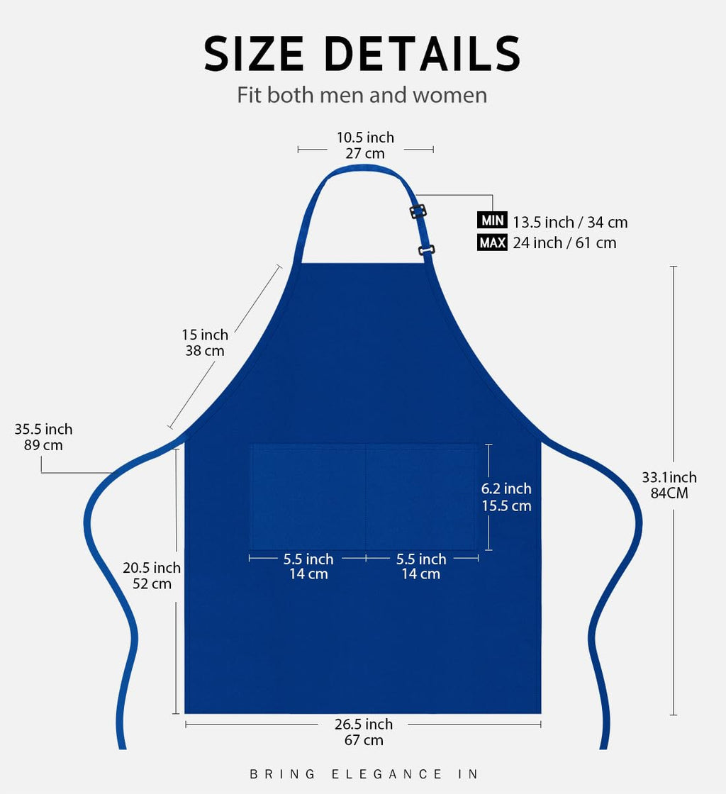 Syntus Adjustable Bib Apron with 2 Pockets Cooking Kitchen Aprons for Women Men Chef
