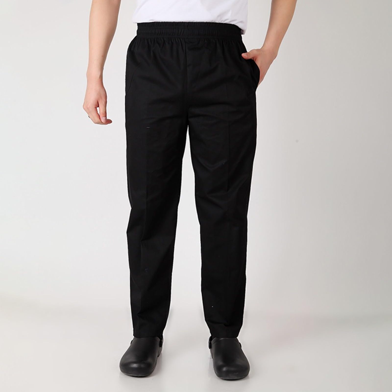 Chef Pants Unisex - Baggy Elastic Waist Cook Bottoms Restaurant Kitchen Service Work Uniform Pantalones de Cocina
