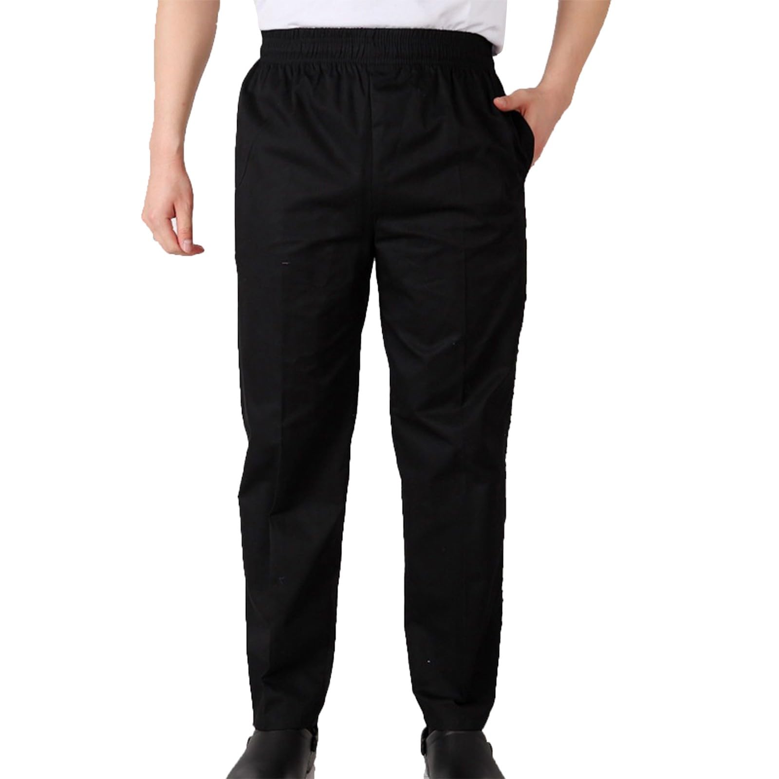 Chef Pants Unisex - Baggy Elastic Waist Cook Bottoms Restaurant Kitchen Service Work Uniform Pantalones de Cocina