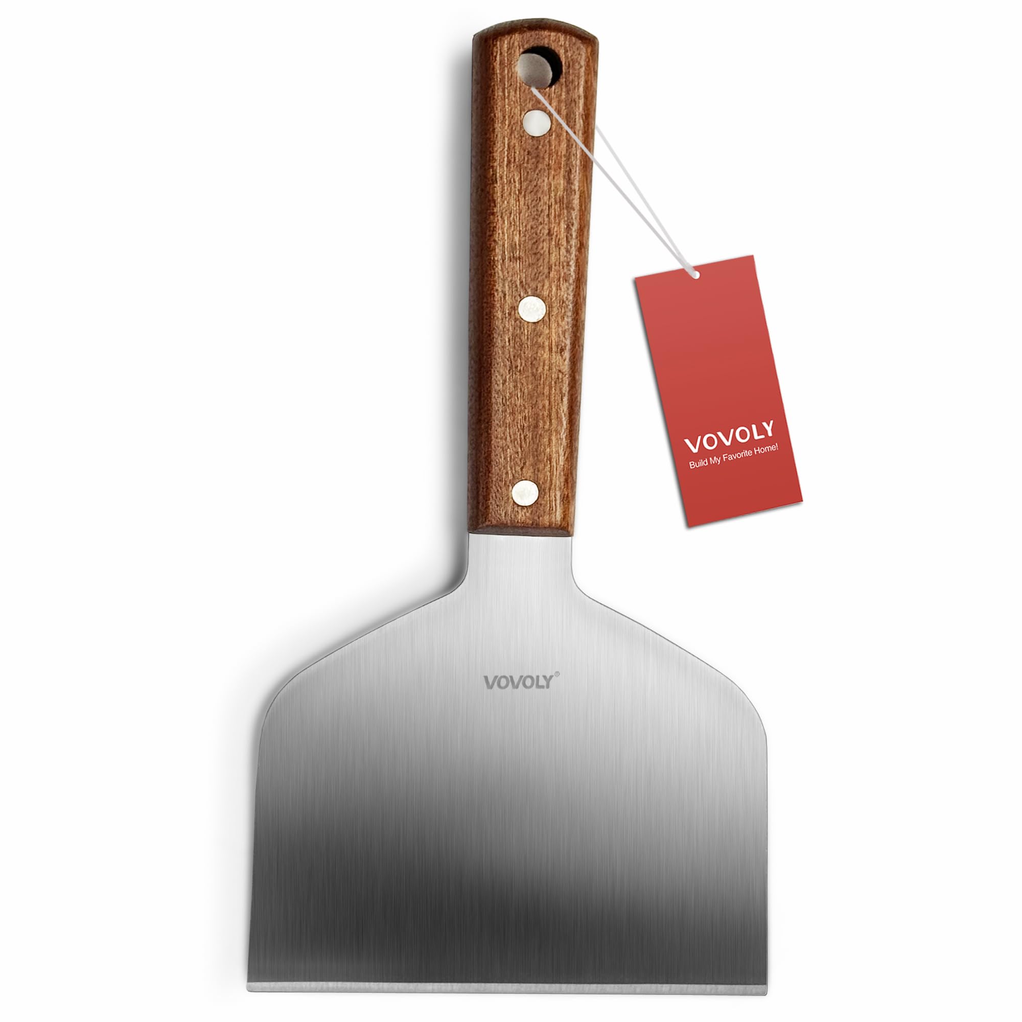 Vovoly Multipurpose Bench Scraper Kitchen Utensil for Flat Top Griddle, Dough Scraper Cutter for Bread and Pizza Cutter - Stainless Steel Metal Griddle Scraper Chopper