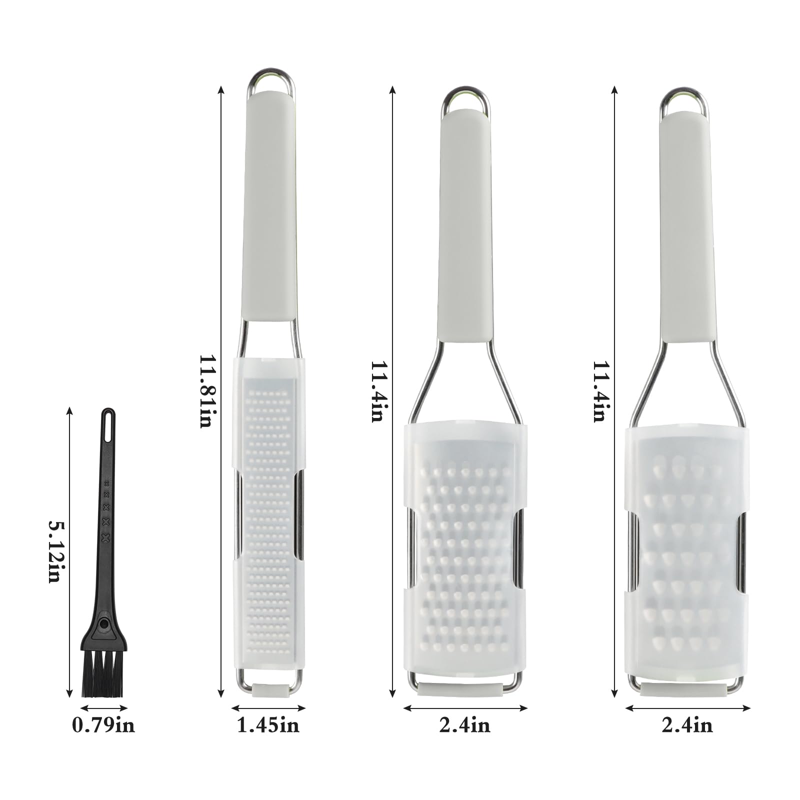 Cambom Lemon Zester Grater Three-piece Suit - Heavy Duty Kitchen Tool for Parmesan Cheese, Ginger, Garlic, Nutmeg, Chocolate, Vegetables，Fruits，Stainless Steel Grater Dishwasher Safe Black