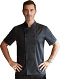 KITCHIEF Black Chef Coat With Mesh Lightweight Chef Jacket Men Short Sleeve Chef Uniform for Kitchen,Restaurant,Bakery