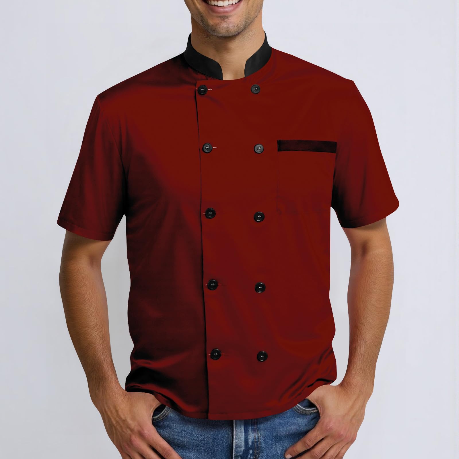Unisex Chef Work Shirts Jacket Hotel Uniform Comfortable Button Closure Kitchen Restaurant Short Sleeve Breathable Coat