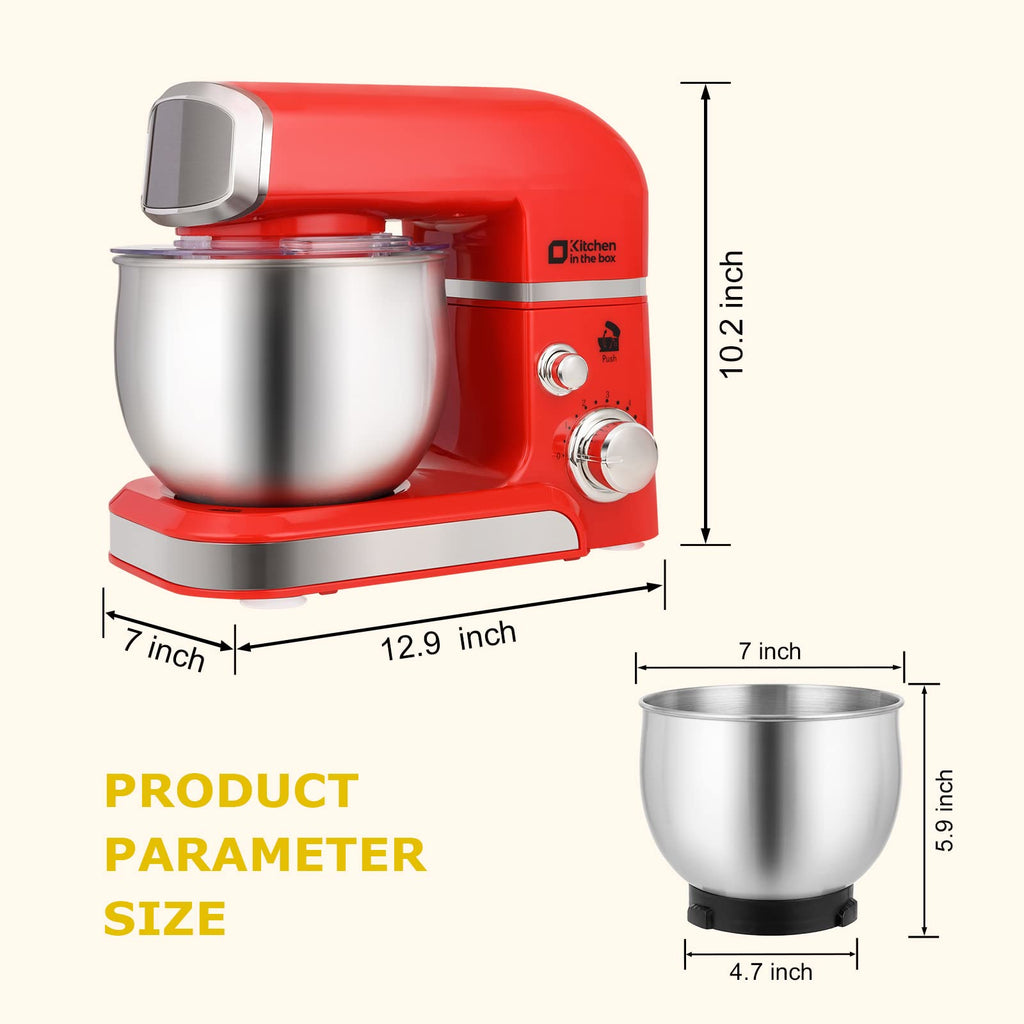 Kitchen in the box Stand Mixer,3.2Qt Small Electric Food Mixer,6 Speeds Portable Lightweight Kitchen Mixer for Daily Use with Egg Whisk,Dough Hook,Flat Beater (Blue)