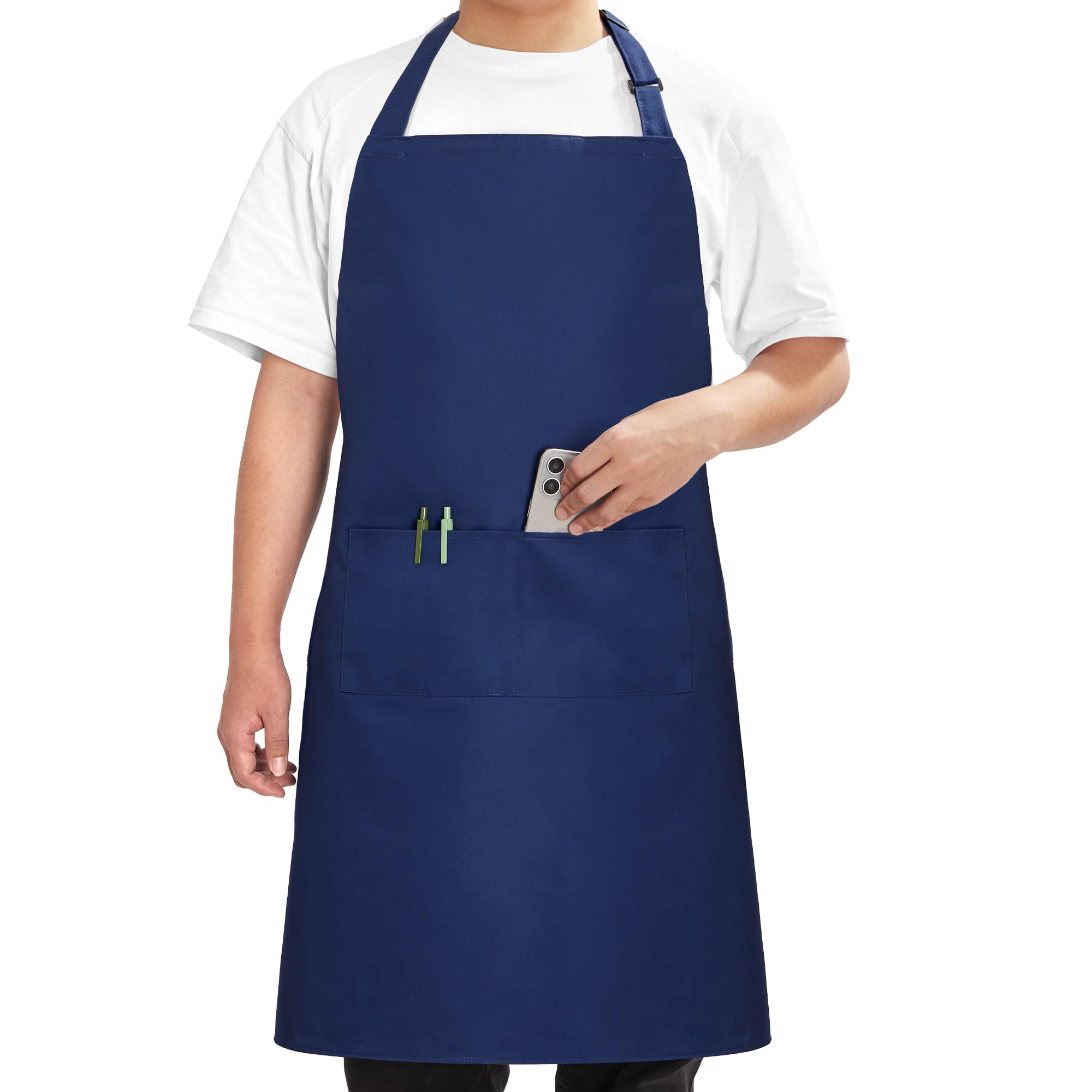 Syntus Adjustable Bib Apron with 2 Pockets Cooking Kitchen Aprons for Women Men Chef