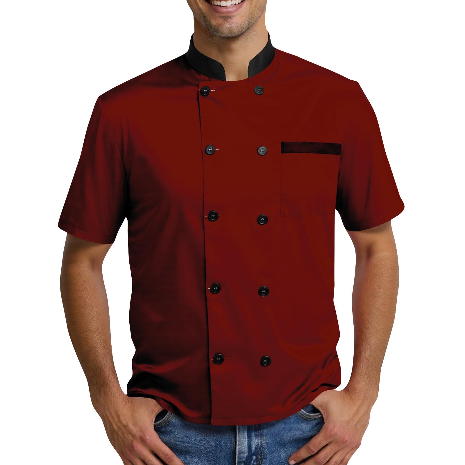 Unisex Chef Work Shirts Jacket Hotel Uniform Comfortable Button Closure Kitchen Restaurant Short Sleeve Breathable Coat