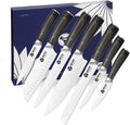 Chef Knife Set Professional - 7-Piece Kitchen knife Set without Block, High Carbon Stainless Steel Japanese-Style Kitchen knives, Full-Tang, Ergonomic Pakkawood Handle for Christmas