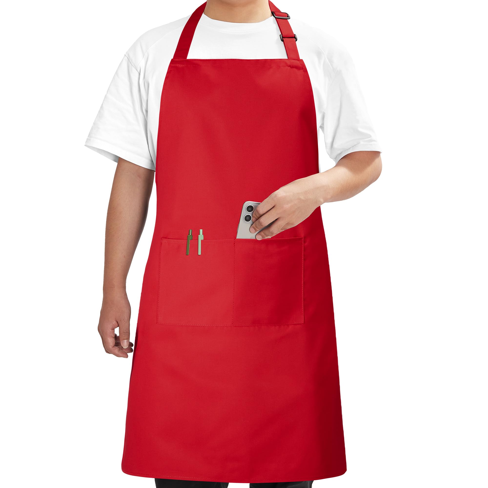 Syntus Adjustable Bib Apron with 2 Pockets Cooking Kitchen Aprons for Women Men Chef