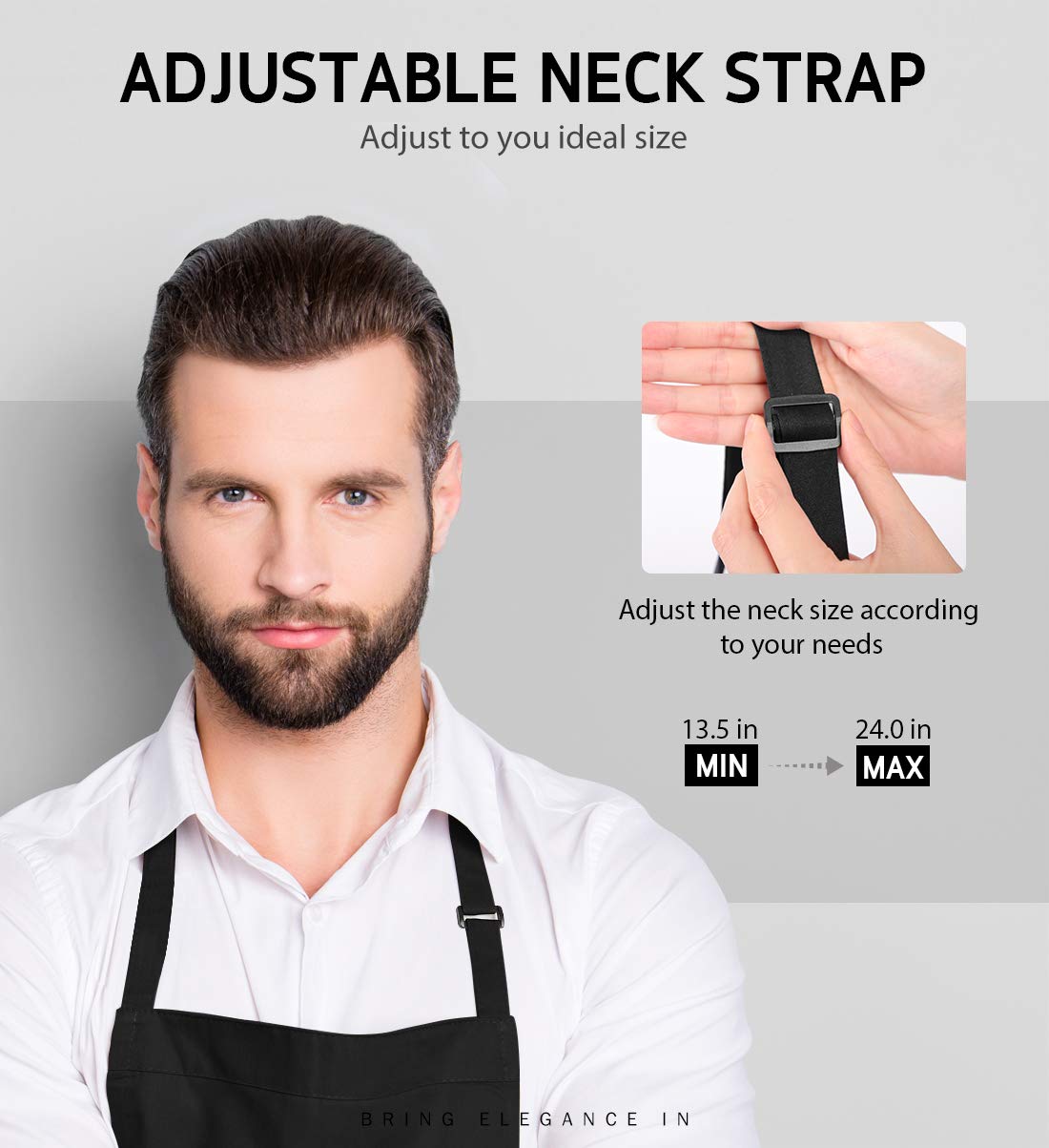 Syntus Adjustable Bib Apron with 2 Pockets Cooking Kitchen Aprons for Women Men Chef