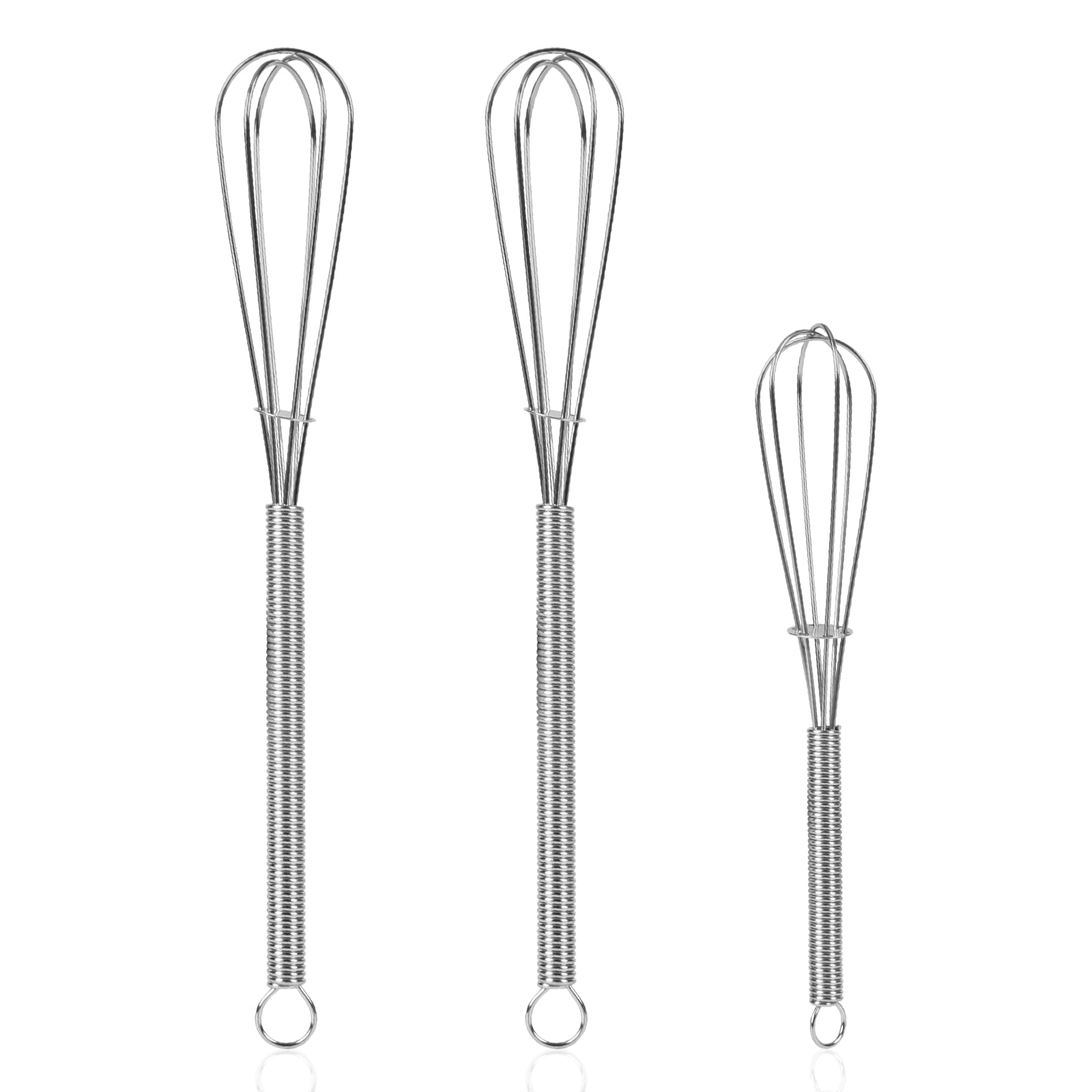 NileHome Stainless Steel Whisk Set 8" 10" 12" Kitchen Whisk Balloon Whisk Kitchen Wisk Wire Whisks for Cooking, Whisking, Blending, Beating, Stirring-3 Pack…