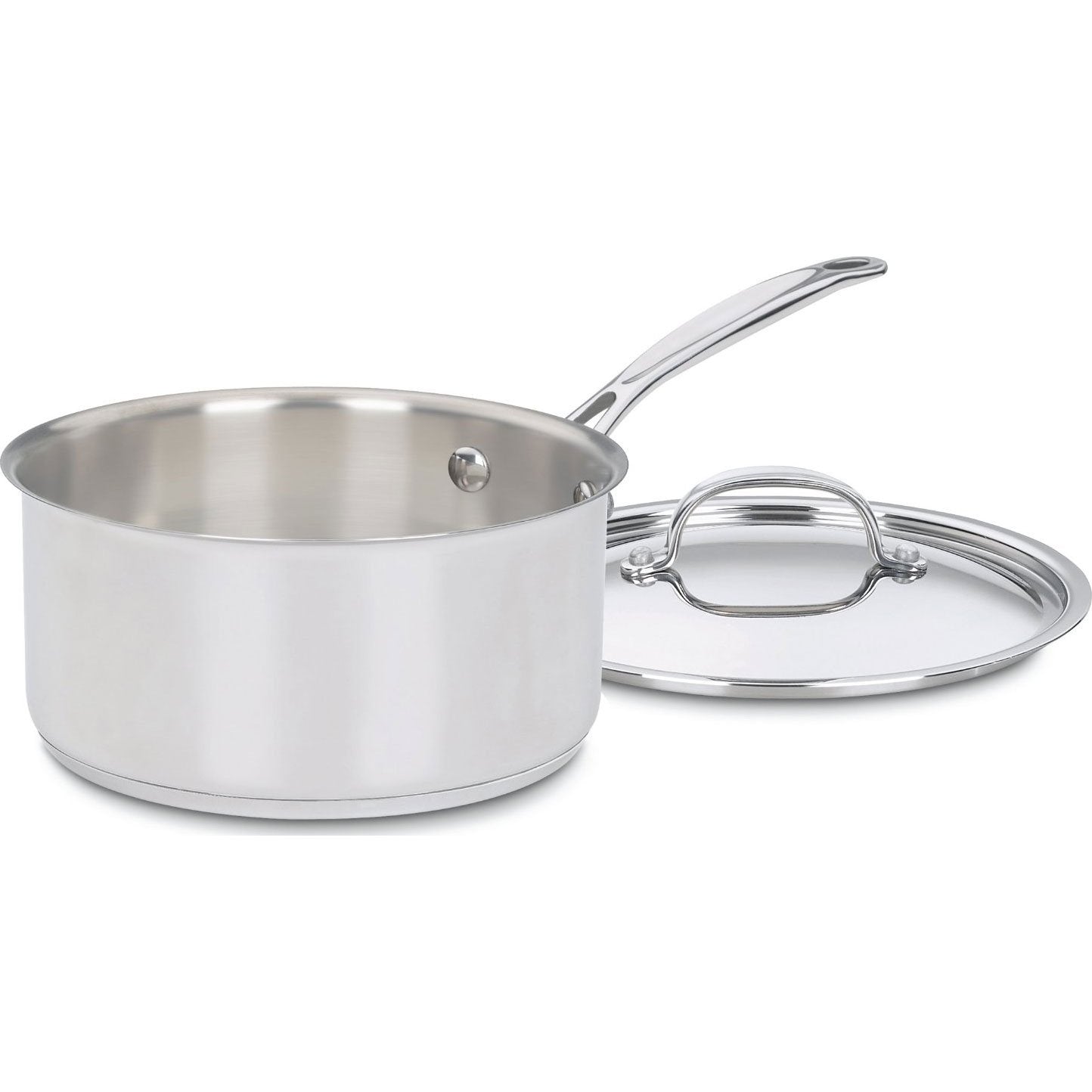 Cuisinart 1.5 Quart Sauce Pan with Cover, Stainless Steel Pot with Lid, Small Kitchen Pots, Dishwasher Safe, Compatible with Induction, Electric, Gas Cooktops, Oven Safe Saucepan, Cool Grip Handles