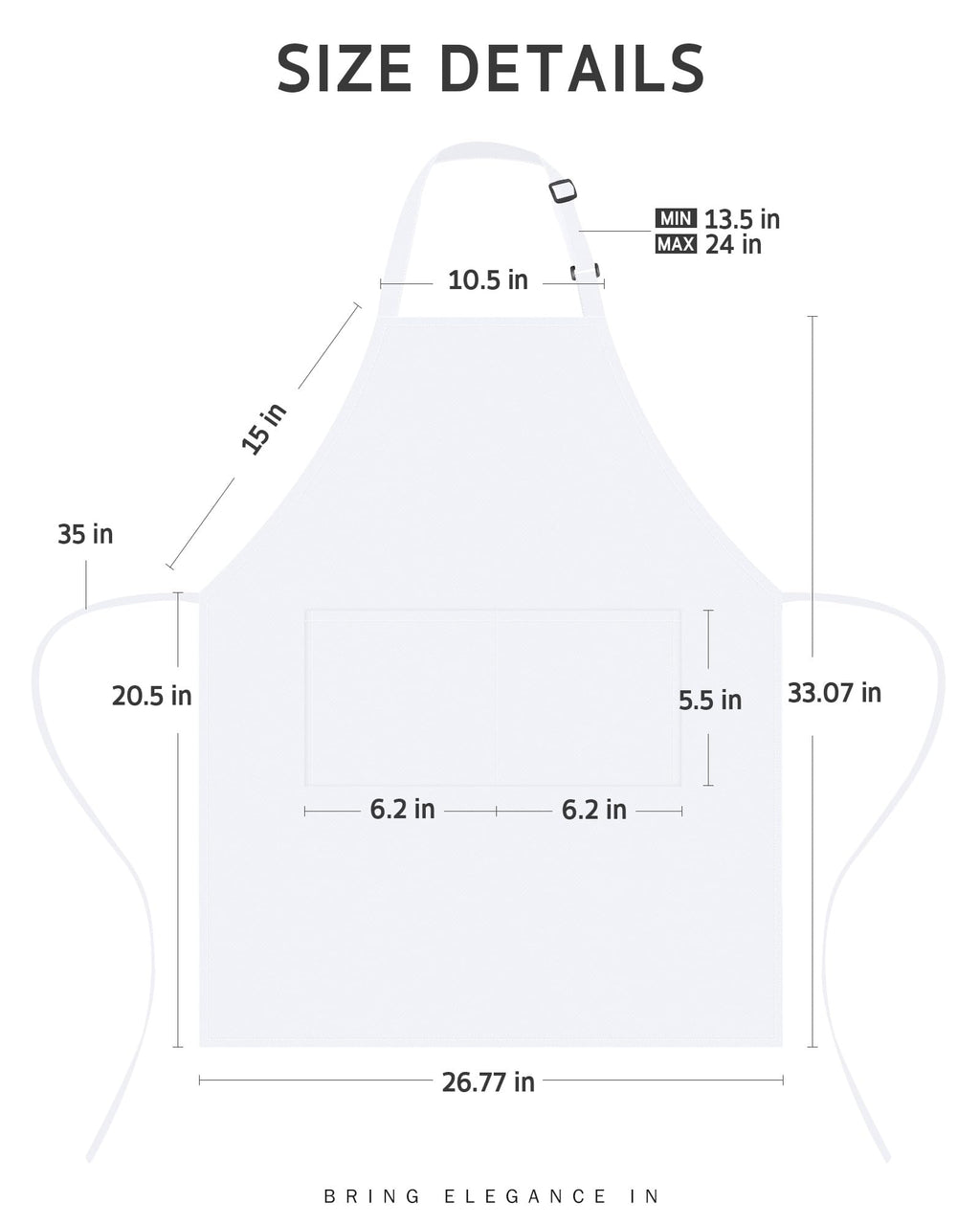Syntus Adjustable Bib Apron with 2 Pockets Cooking Kitchen Aprons for Women Men Chef