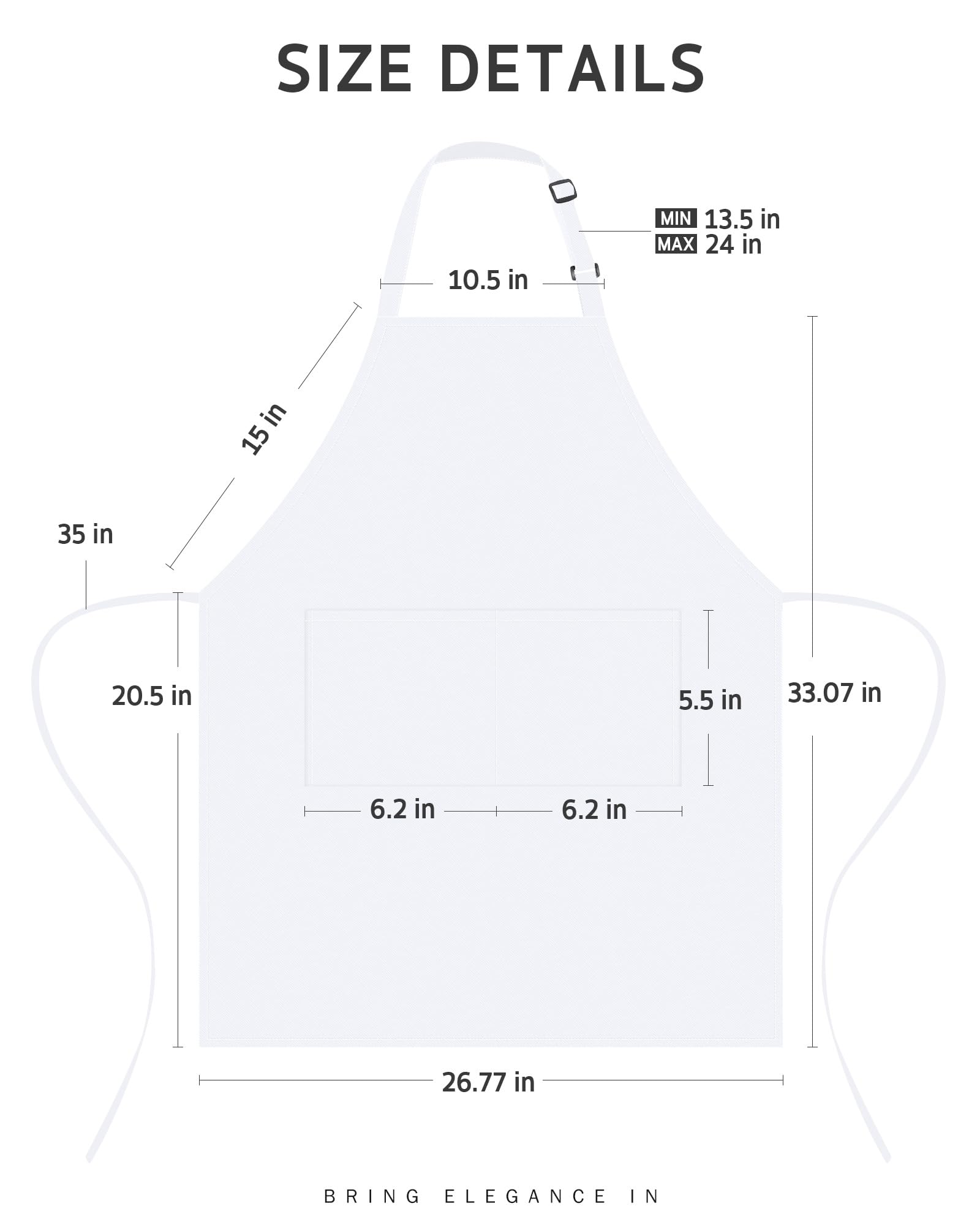 Syntus Adjustable Bib Apron with 2 Pockets Cooking Kitchen Aprons for Women Men Chef