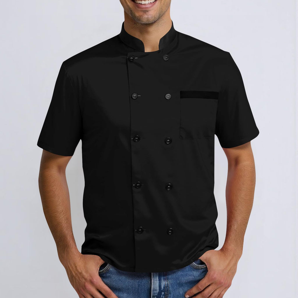 Unisex Chef Work Shirts Jacket Hotel Uniform Comfortable Button Closure Kitchen Restaurant Short Sleeve Breathable Coat