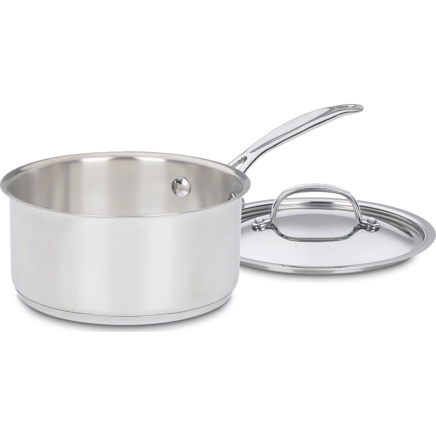Cuisinart 1.5 Quart Sauce Pan with Cover, Stainless Steel Pot with Lid, Small Kitchen Pots, Dishwasher Safe, Compatible with Induction, Electric, Gas Cooktops, Oven Safe Saucepan, Cool Grip Handles