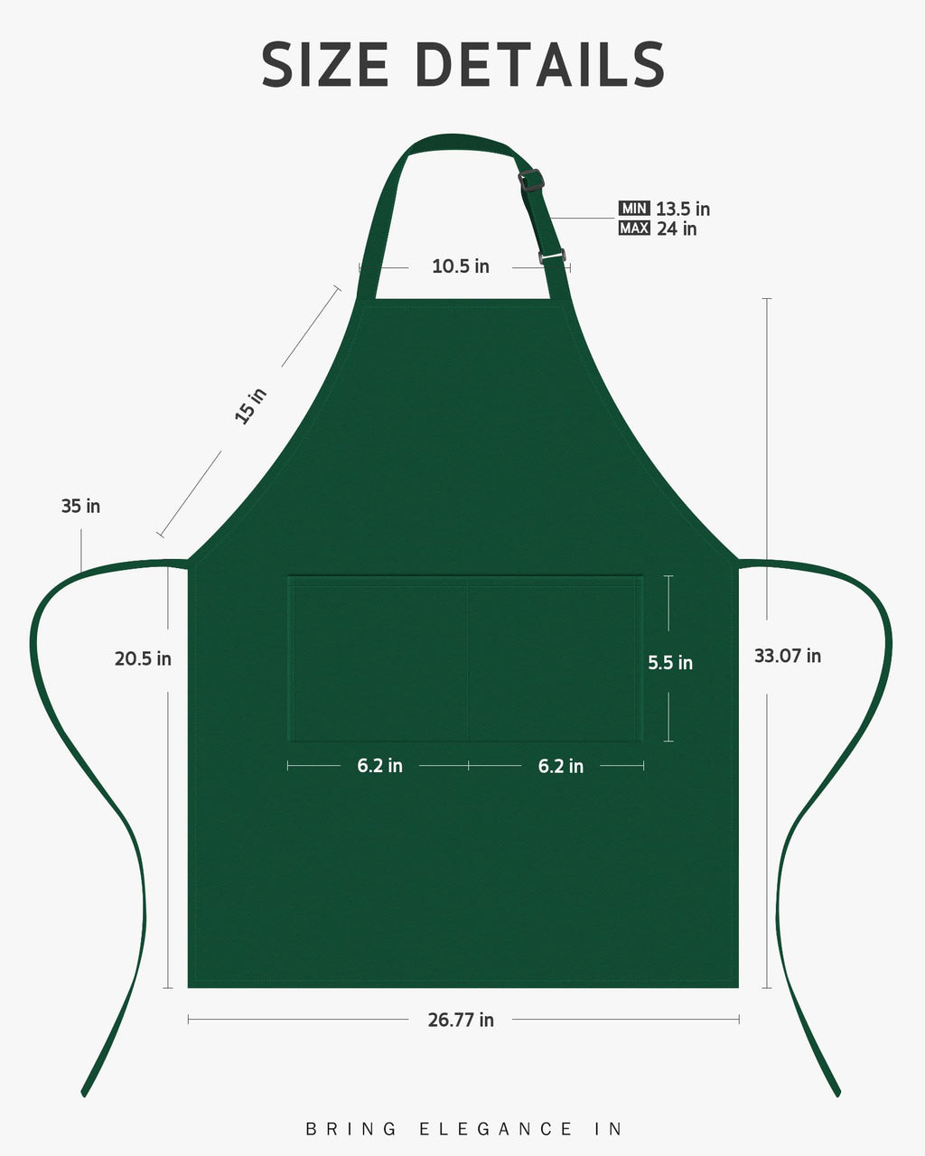 Syntus Adjustable Bib Apron with 2 Pockets Cooking Kitchen Aprons for Women Men Chef