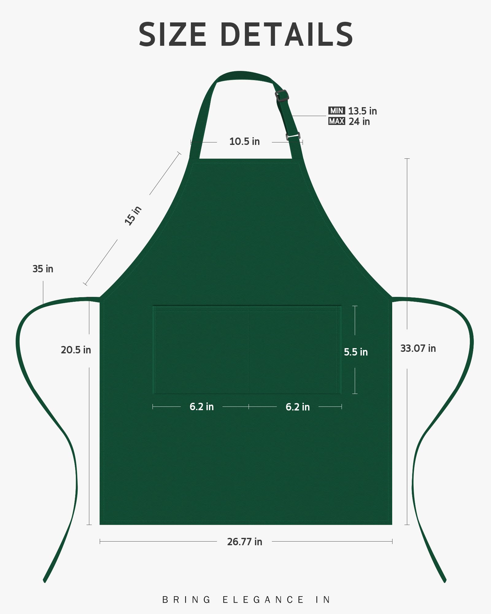 Syntus Adjustable Bib Apron with 2 Pockets Cooking Kitchen Aprons for Women Men Chef