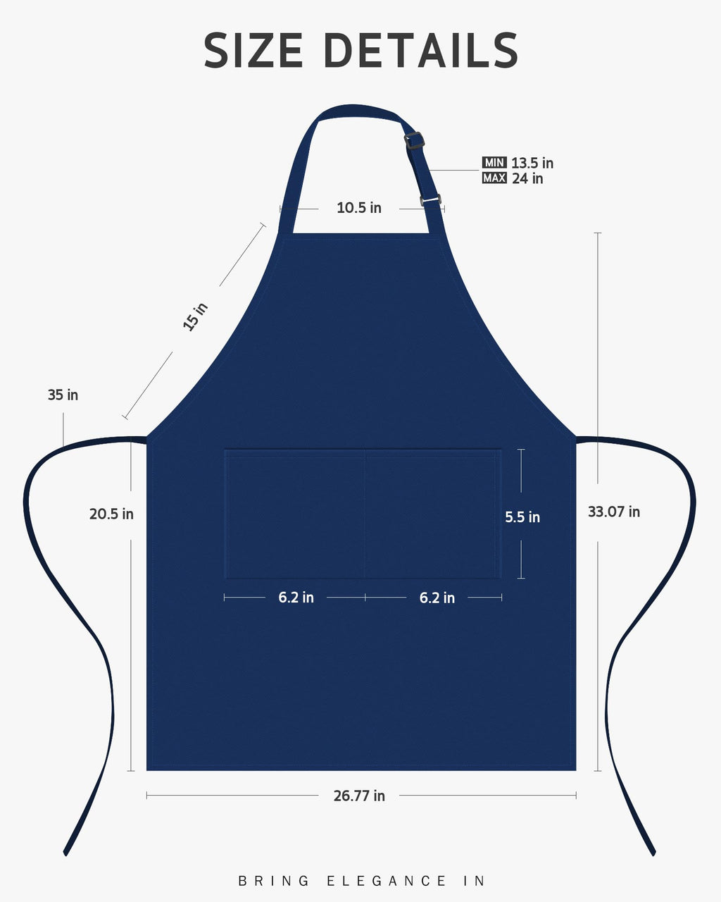 Syntus Adjustable Bib Apron with 2 Pockets Cooking Kitchen Aprons for Women Men Chef