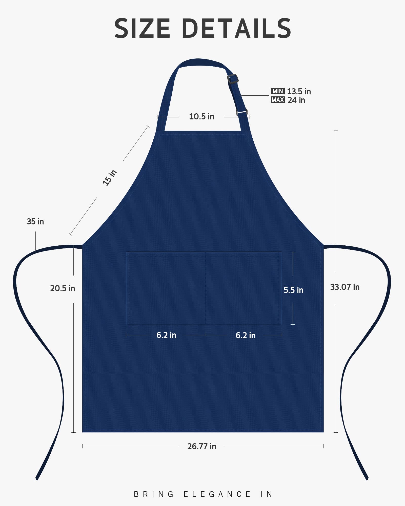 Syntus Adjustable Bib Apron with 2 Pockets Cooking Kitchen Aprons for Women Men Chef