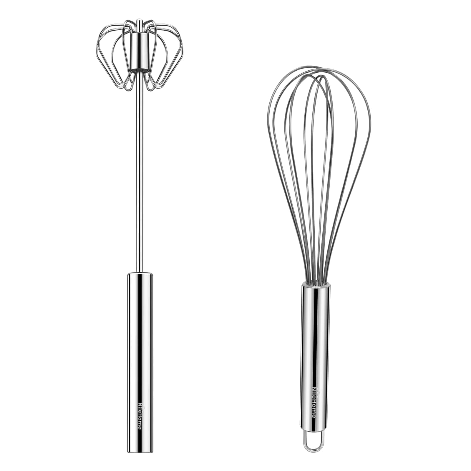 NileHome Stainless Steel Whisk Set 8" 10" 12" Kitchen Whisk Balloon Whisk Kitchen Wisk Wire Whisks for Cooking, Whisking, Blending, Beating, Stirring-3 Pack…