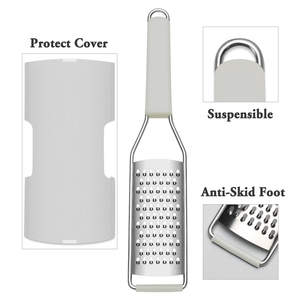 Cambom Lemon Zester Grater Three-piece Suit - Heavy Duty Kitchen Tool for Parmesan Cheese, Ginger, Garlic, Nutmeg, Chocolate, Vegetables，Fruits，Stainless Steel Grater Dishwasher Safe Black