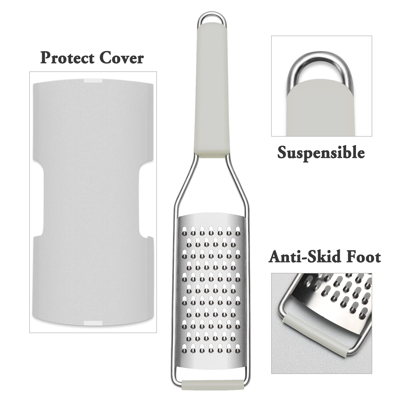 Cambom Lemon Zester Grater Three-piece Suit - Heavy Duty Kitchen Tool for Parmesan Cheese, Ginger, Garlic, Nutmeg, Chocolate, Vegetables，Fruits，Stainless Steel Grater Dishwasher Safe Black