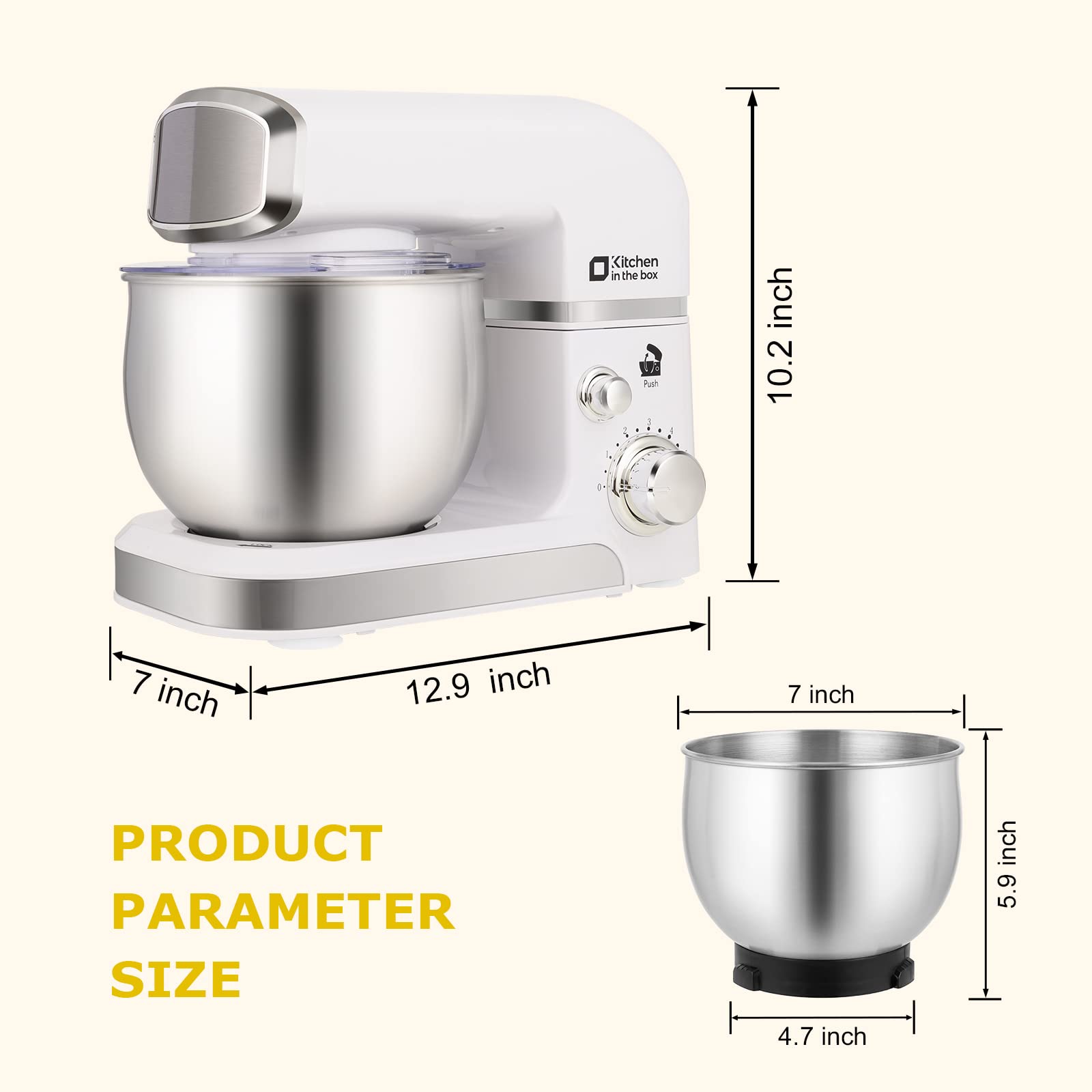 Kitchen in the box Stand Mixer,3.2Qt Small Electric Food Mixer,6 Speeds Portable Lightweight Kitchen Mixer for Daily Use with Egg Whisk,Dough Hook,Flat Beater (Blue)