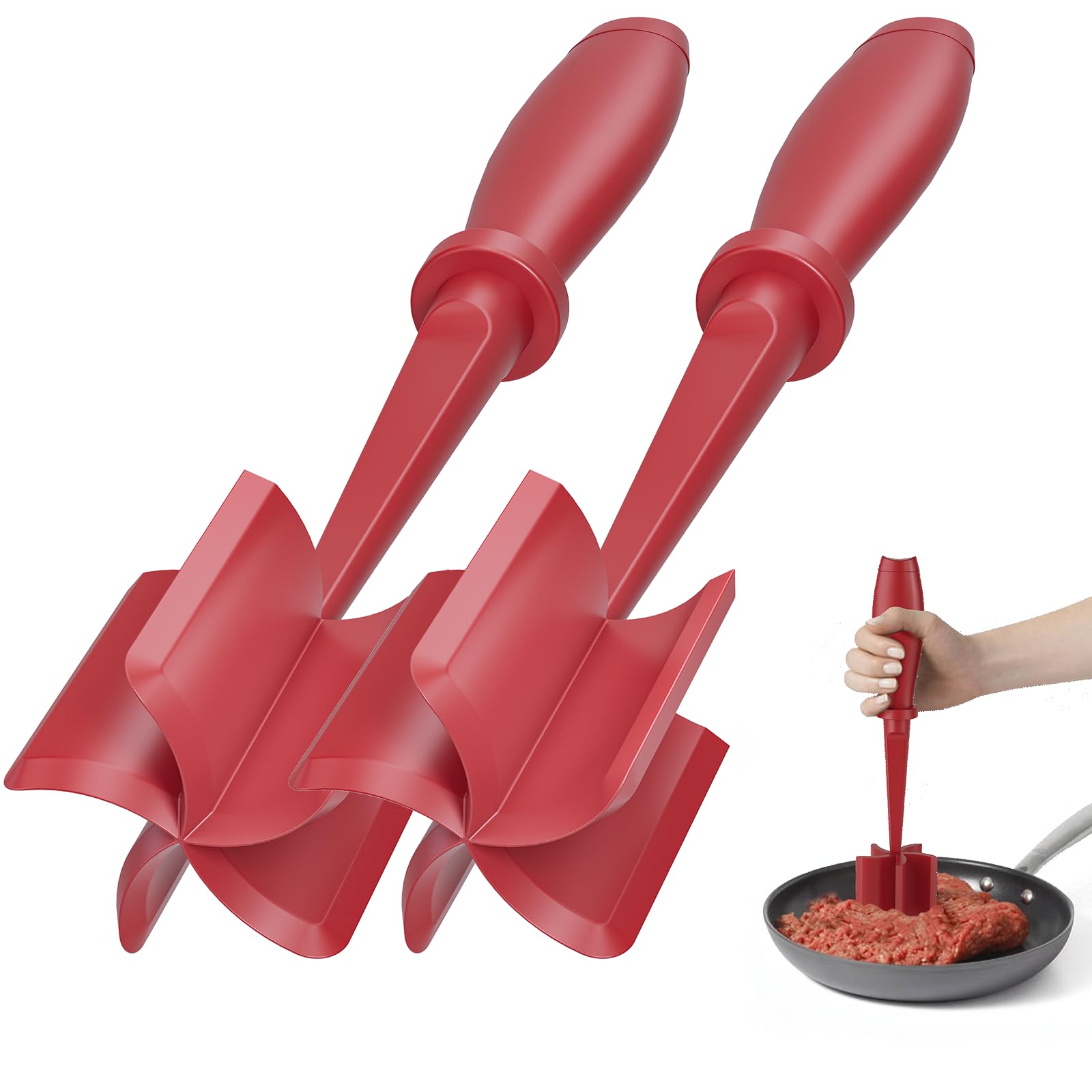 Meat Chopper, Hamburger Grinder, Premium Heat Resistant Smasher for Ground Beef, Burger Grinder Nylon Potato Mix Tool, Meat & Poultry Tenderizers-Black