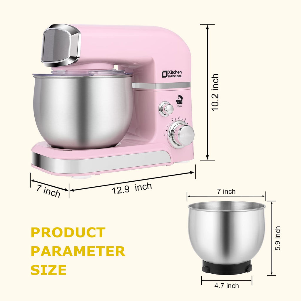 Kitchen in the box Stand Mixer,3.2Qt Small Electric Food Mixer,6 Speeds Portable Lightweight Kitchen Mixer for Daily Use with Egg Whisk,Dough Hook,Flat Beater (Blue)