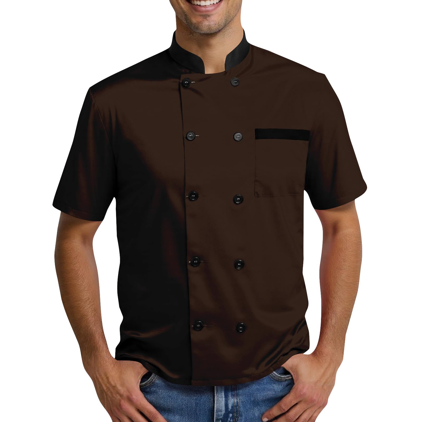 Unisex Chef Work Shirts Jacket Hotel Uniform Comfortable Button Closure Kitchen Restaurant Short Sleeve Breathable Coat