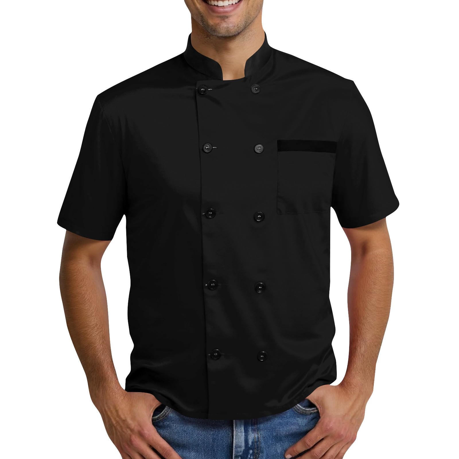 Unisex Chef Work Shirts Jacket Hotel Uniform Comfortable Button Closure Kitchen Restaurant Short Sleeve Breathable Coat