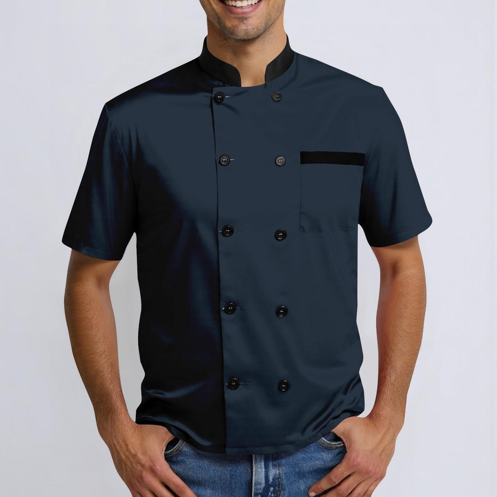 Unisex Chef Work Shirts Jacket Hotel Uniform Comfortable Button Closure Kitchen Restaurant Short Sleeve Breathable Coat
