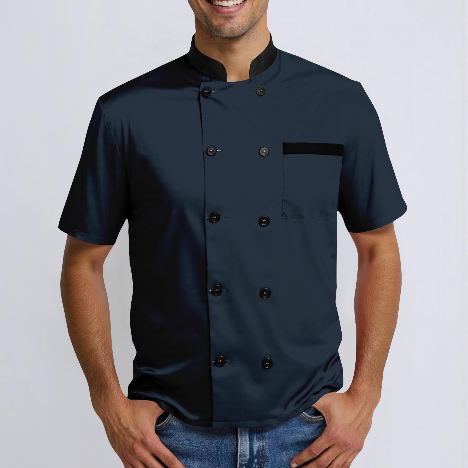 Unisex Chef Work Shirts Jacket Hotel Uniform Comfortable Button Closure Kitchen Restaurant Short Sleeve Breathable Coat