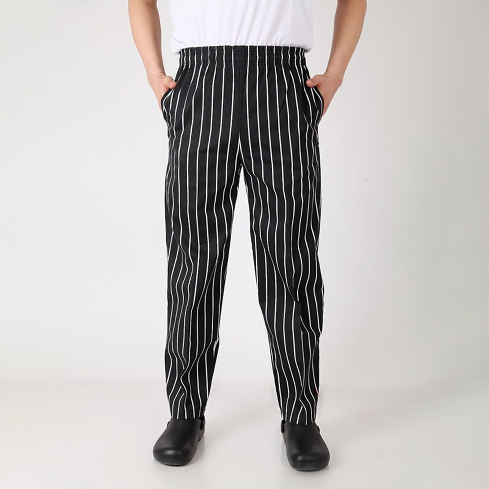 Chef Pants Unisex - Baggy Elastic Waist Cook Bottoms Restaurant Kitchen Service Work Uniform Pantalones de Cocina