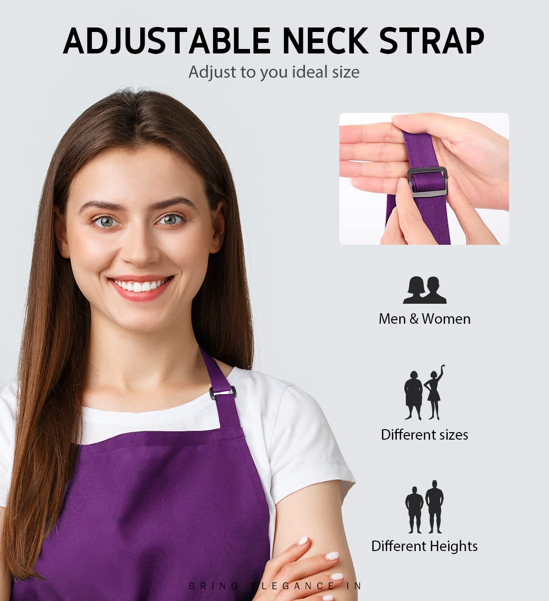 Syntus Adjustable Bib Apron with 2 Pockets Cooking Kitchen Aprons for Women Men Chef