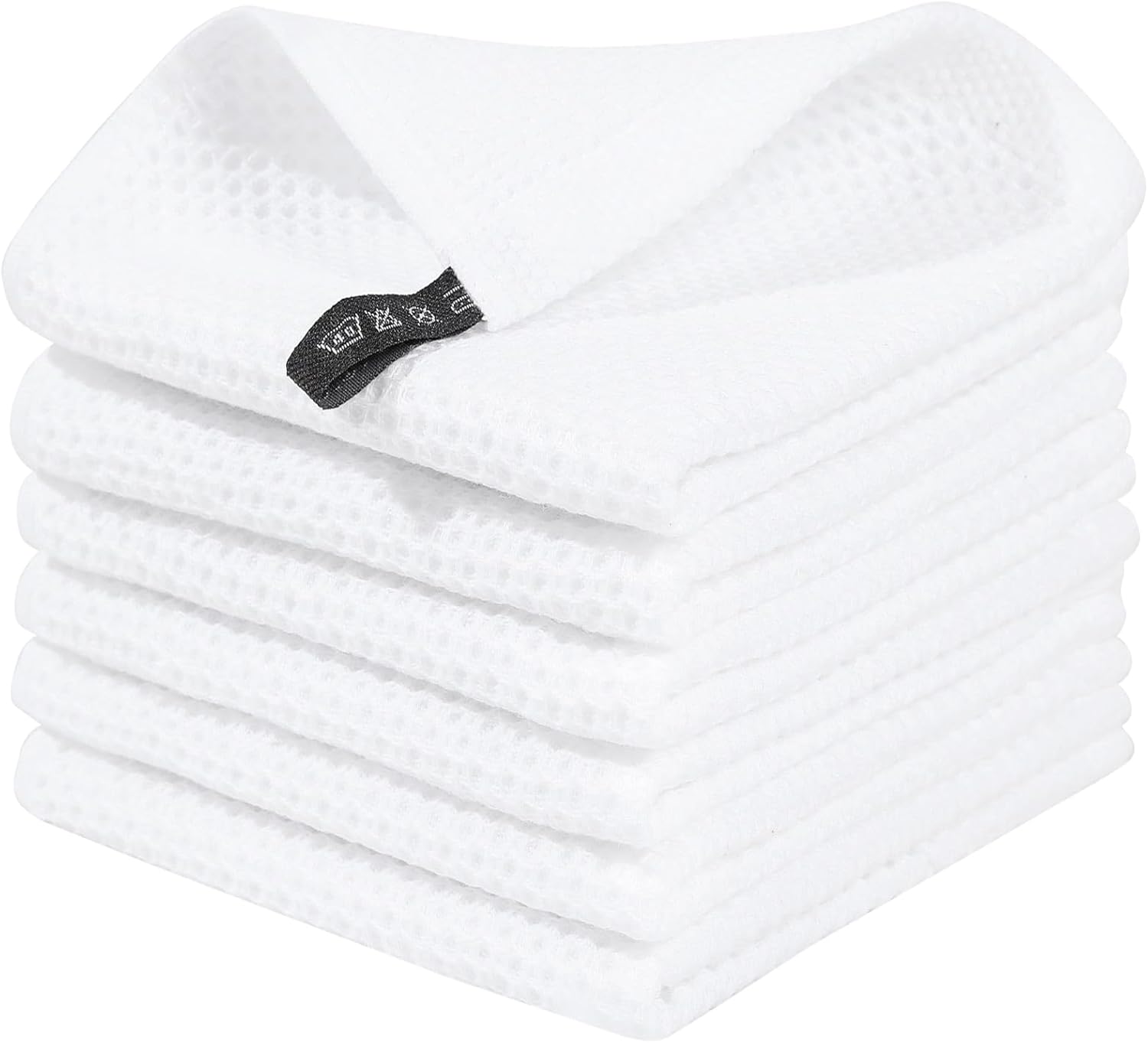 Homaxy 100% Cotton Waffle Weave Kitchen Dish Cloths, Ultra Soft Absorbent Quick Drying Dish Towels, 12 x 12 Inches, 6-Pack, Dark Grey