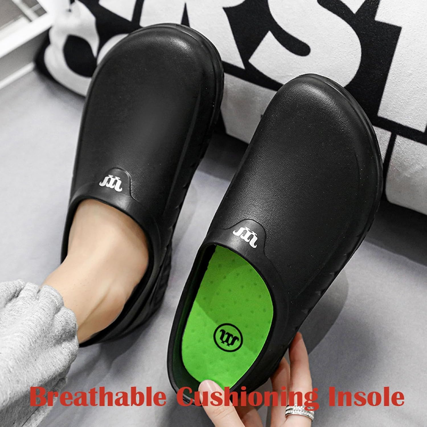 MEIAGDT Women's Men's Work Clogs Kitchen Shoes Non Slip Waterproof Restaurant Garden Nursing Food Service Chef Shoes