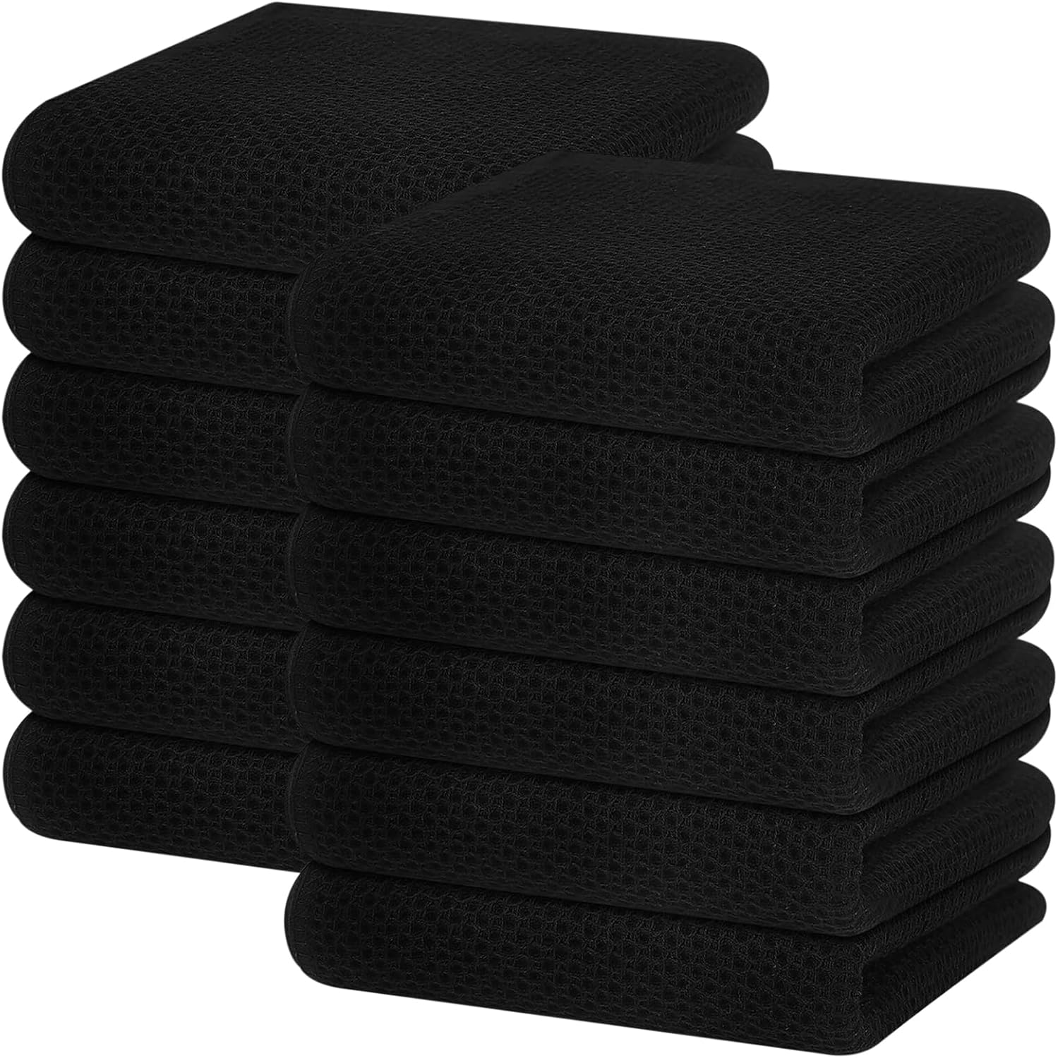 Homaxy 100% Cotton Waffle Weave Kitchen Dish Cloths, Ultra Soft Absorbent Quick Drying Dish Towels, 12 x 12 Inches, 6-Pack, Dark Grey