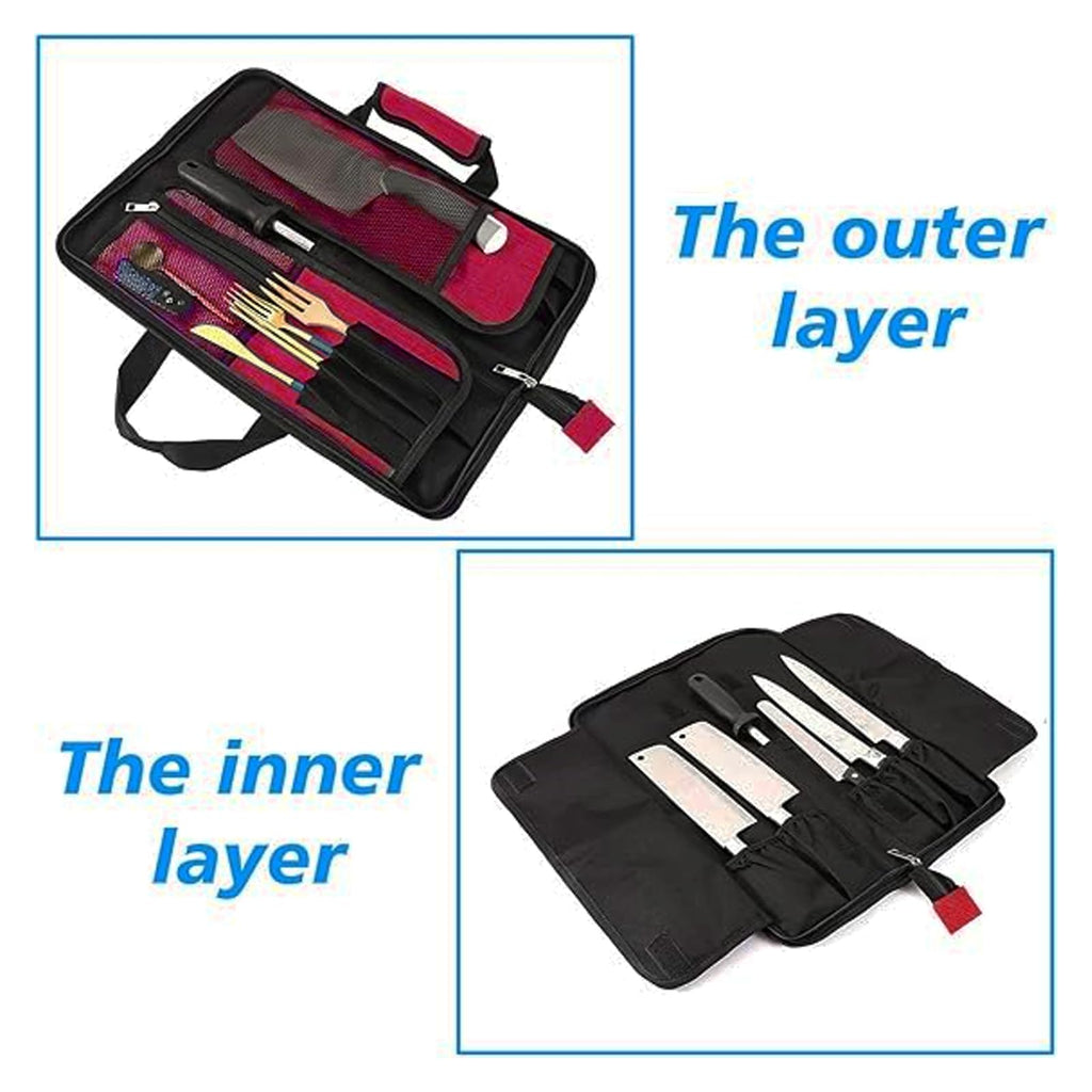 Chef’s Knife Roll Bag, Heavy Duty Oxford Chef Knife Bag, Portable 13 Slots Chef Knife Case, Multi-function Cutlery Knives Pouch Holder Knife Wrap Wallet Tool Roll