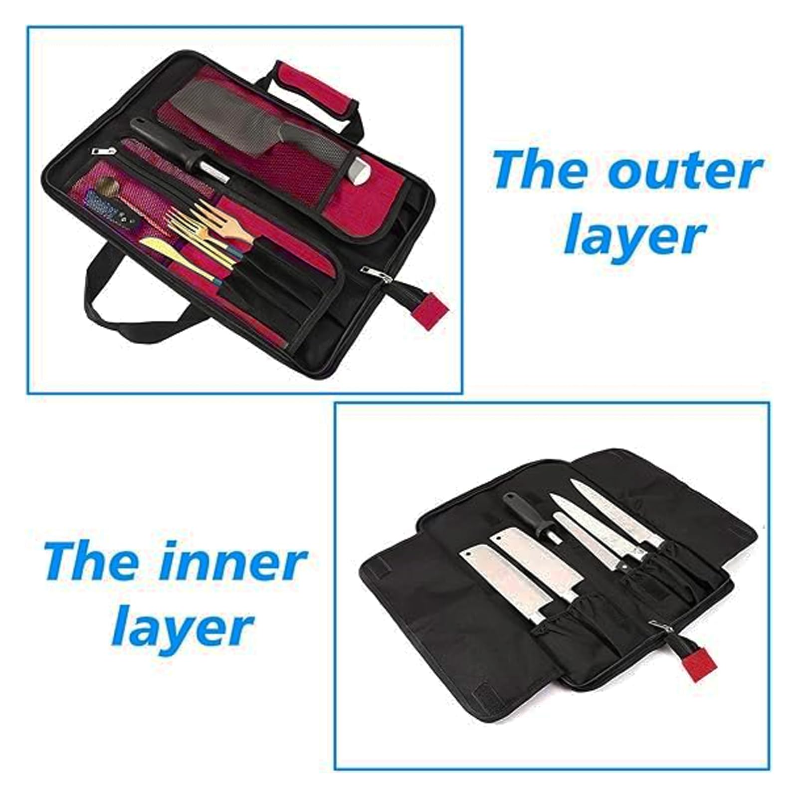 Chef’s Knife Roll Bag, Heavy Duty Oxford Chef Knife Bag, Portable 13 Slots Chef Knife Case, Multi-function Cutlery Knives Pouch Holder Knife Wrap Wallet Tool Roll