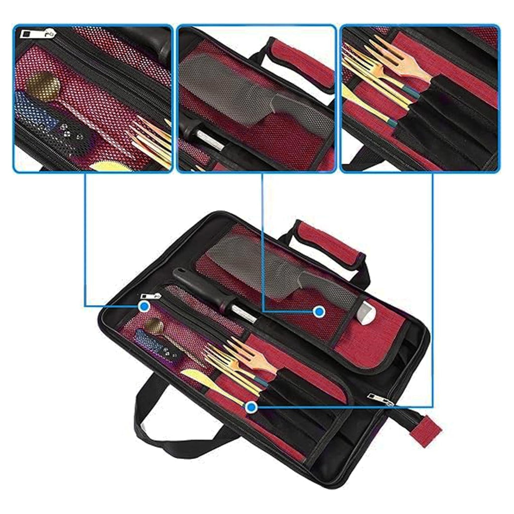 Chef’s Knife Roll Bag, Heavy Duty Oxford Chef Knife Bag, Portable 13 Slots Chef Knife Case, Multi-function Cutlery Knives Pouch Holder Knife Wrap Wallet Tool Roll