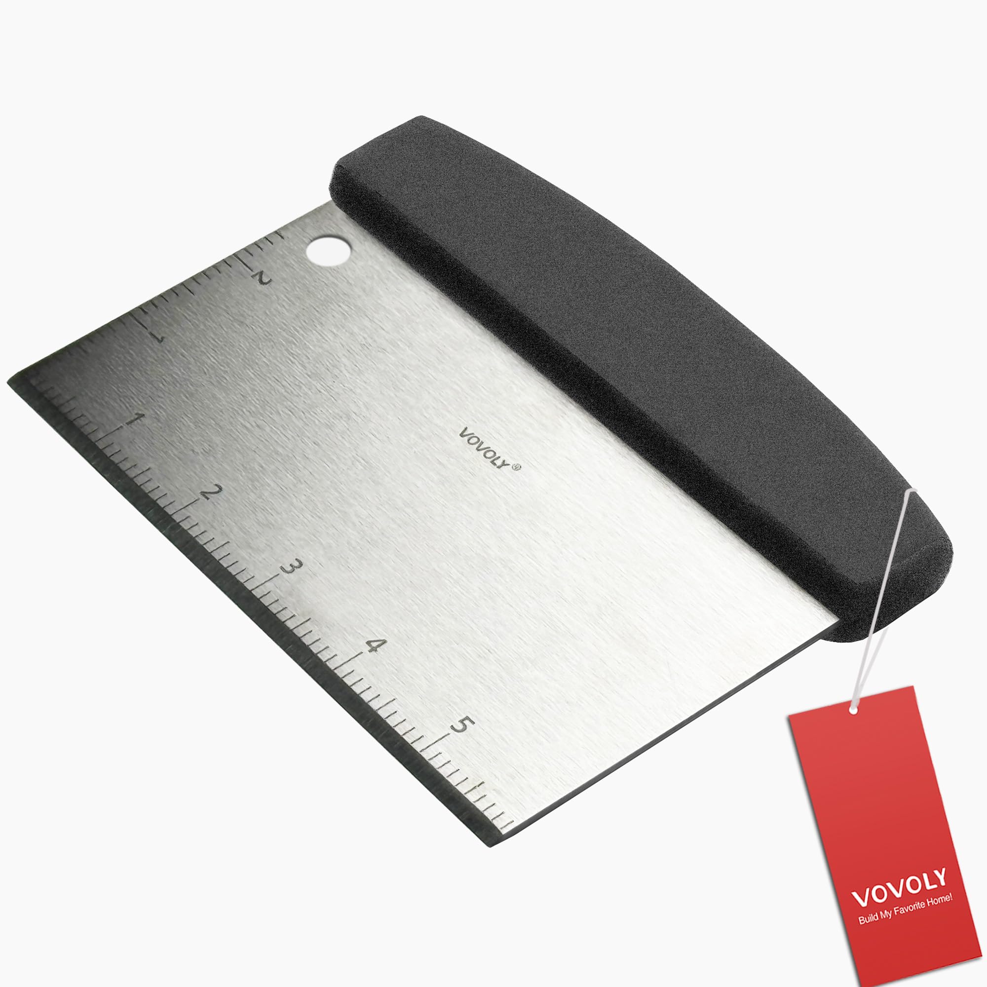 Vovoly Multipurpose Bench Scraper Kitchen Utensil for Flat Top Griddle, Dough Scraper Cutter for Bread and Pizza Cutter - Stainless Steel Metal Griddle Scraper Chopper